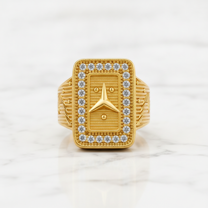 Crownline Crystal Rectangular Statement Ring for Men