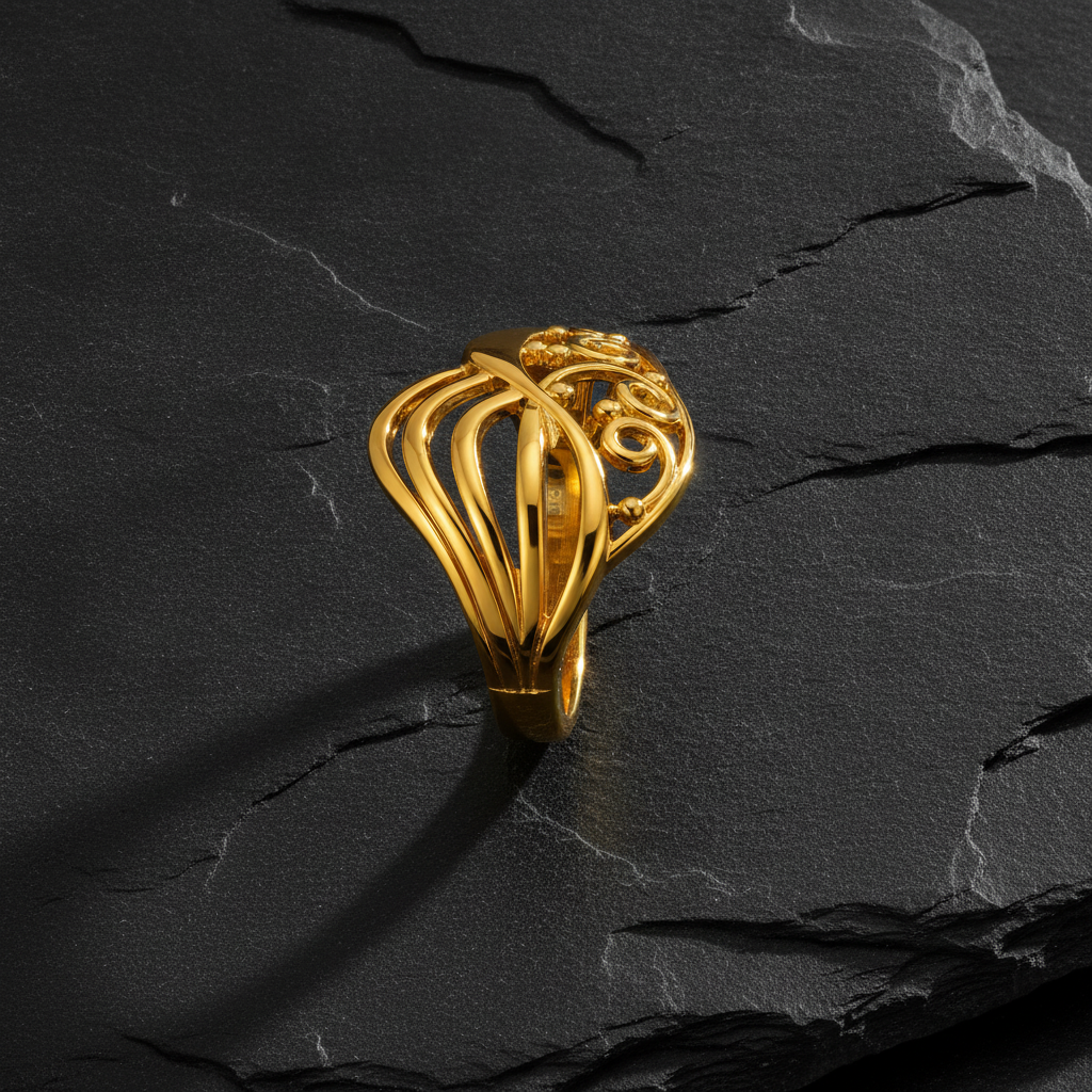 Elegant Swirl Filigree Multilayer Statement Ring for Women