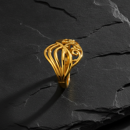 Elegant Swirl Filigree Multilayer Statement Ring for Women