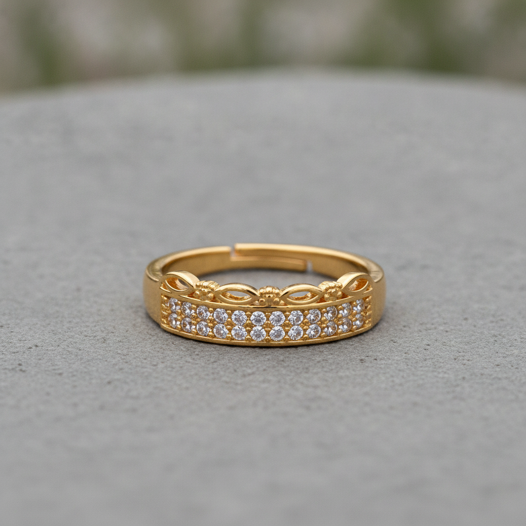 Royal Leafline Pavé Elegance Statement Ring for Women