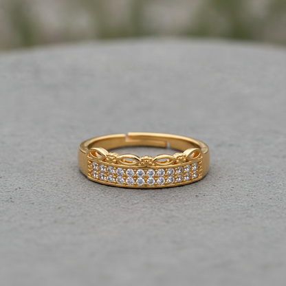 Royal Leafline Pavé Elegance Statement Ring for Women