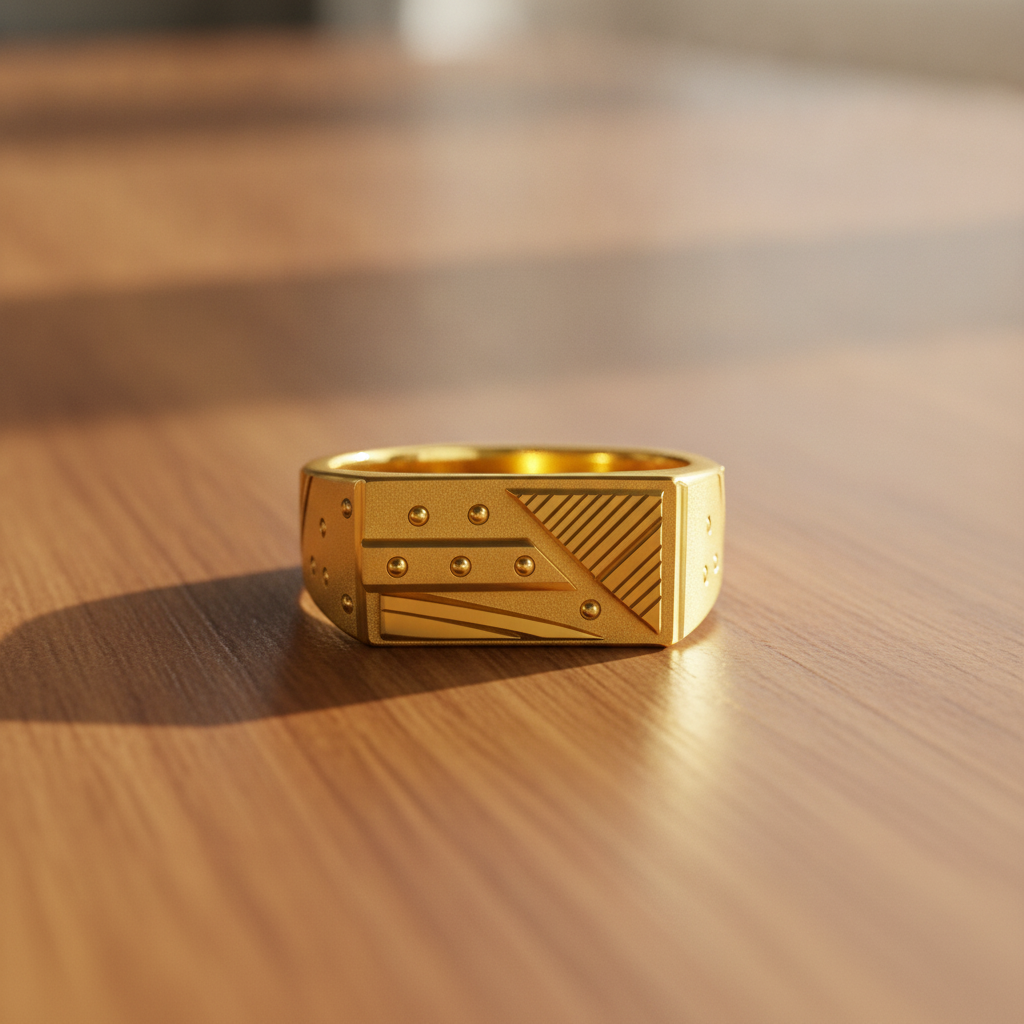 Urban Edge Geometric Textured Statement Ring for Men