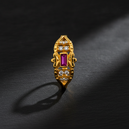 Regal Ruby Crest Sparkle Statement Ring for Women