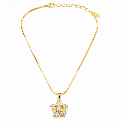 Dainty Floral Cubic Zirconia Pendant Necklace for Women