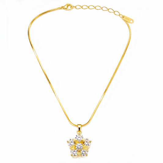 Dainty Floral Cubic Zirconia Pendant Necklace for Women