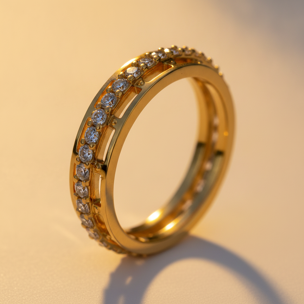NUGOLD CZ Band Ring for Women With CZ Stone