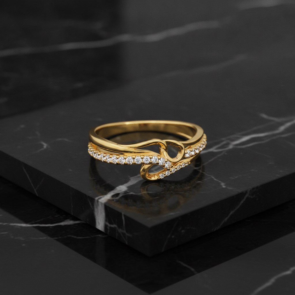 Elegant Wave Infinity Stone Studded Ring for Women