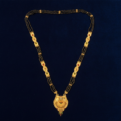 Ethnic Mangalsutra with Intricate Floral Temple Pendant