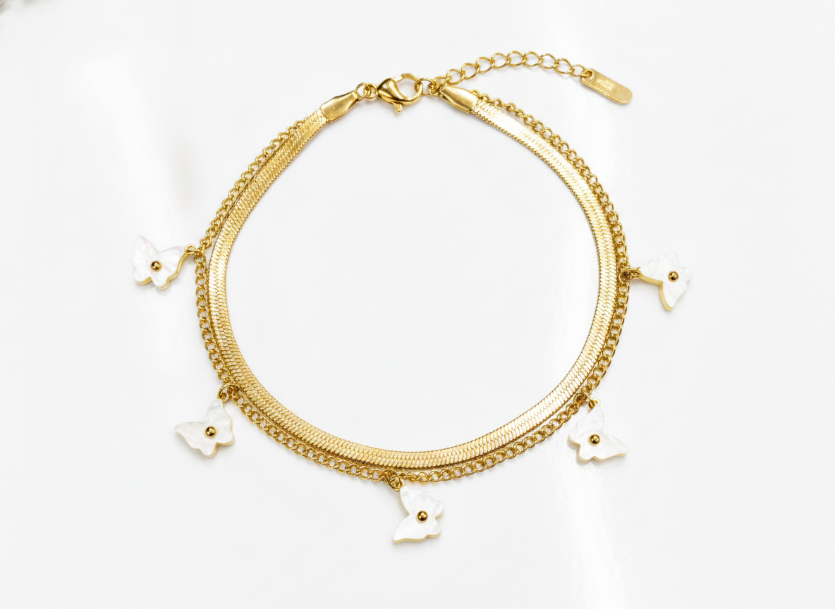 NUGOLD Double Layer Butterfly Bracelet