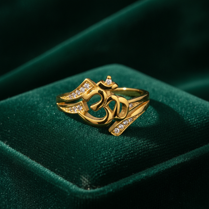 Spiritual Om CZ Open Ring for Women & Girls