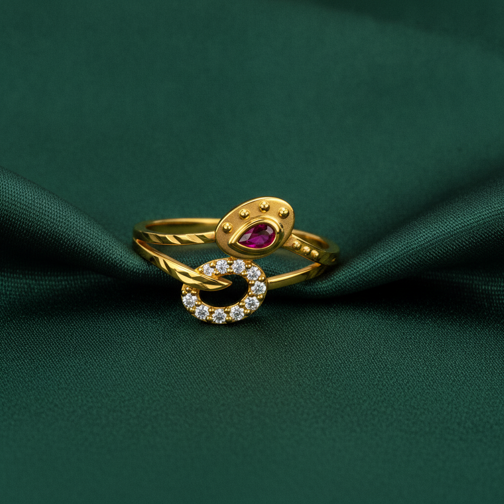 Royal Ruby Crystal Floral Wrap Statement Ring