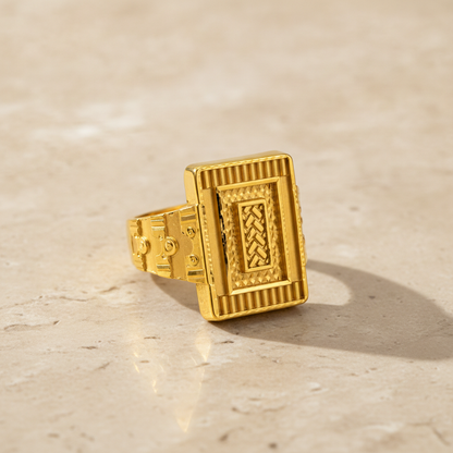 Majestic Woven Emblem Gold Ring For Men