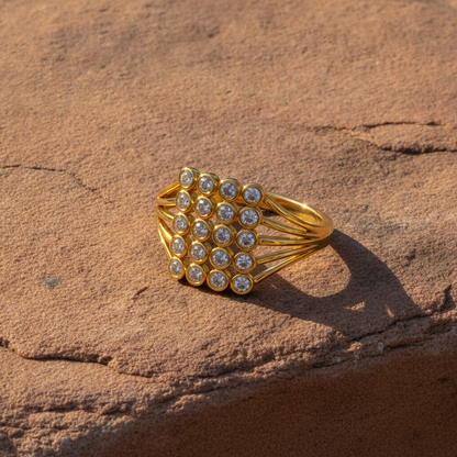 Royal Radiance Grid Sparkle Statement Ring for Women