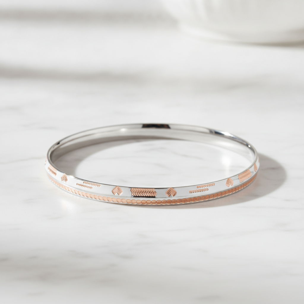 925 Sterling Silver Rose Gold Designer Kada for Men & Women