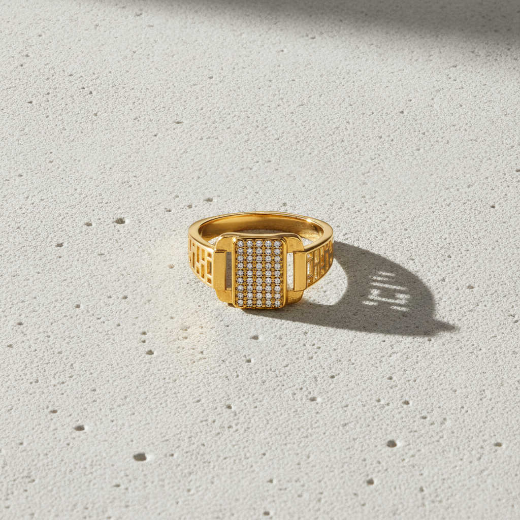 Royal Gridstone Crystal Statement Ring for Men