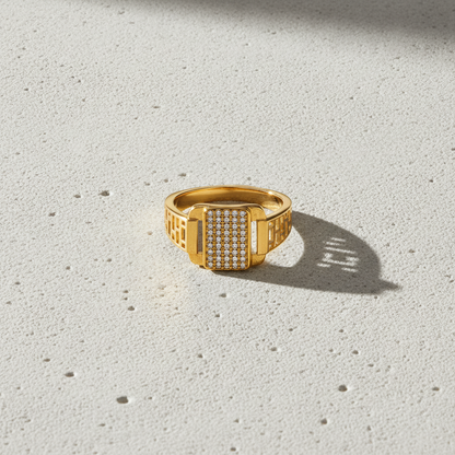 Royal Gridstone Crystal Statement Ring for Men