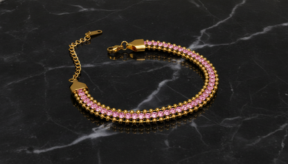 NUGOLD Designer Pink Cubic Zirconia Bracelet for Girls & Women