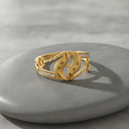 Elegant Leaf Embrace Crystal Ring for Women
