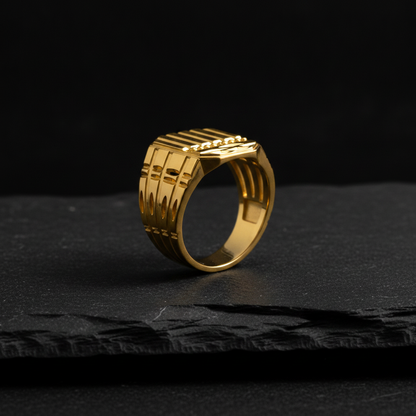 Regal Vertical Engraved Panel Statement Ring