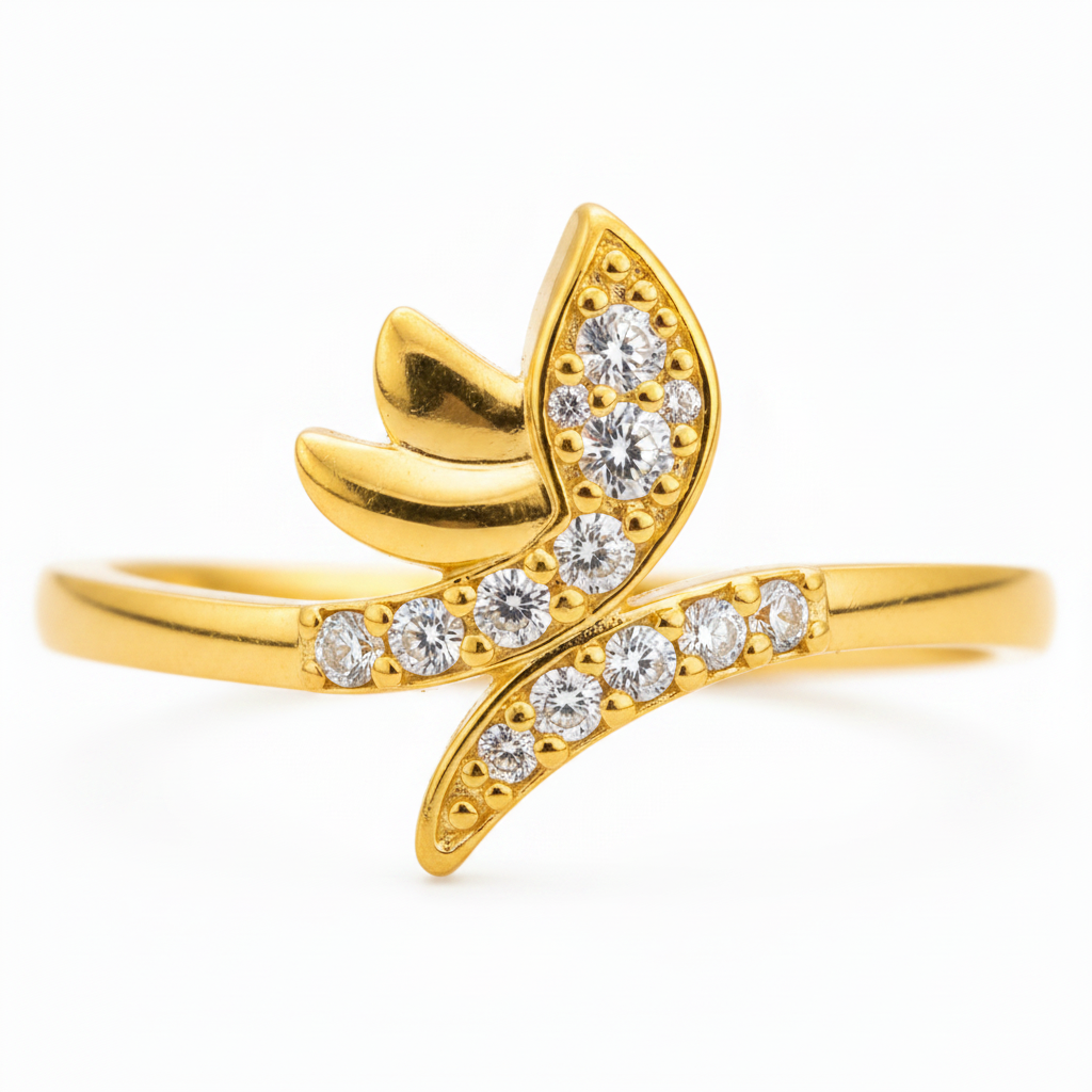 NUGOLD Delicate Butterfly CZ Fashion Ring