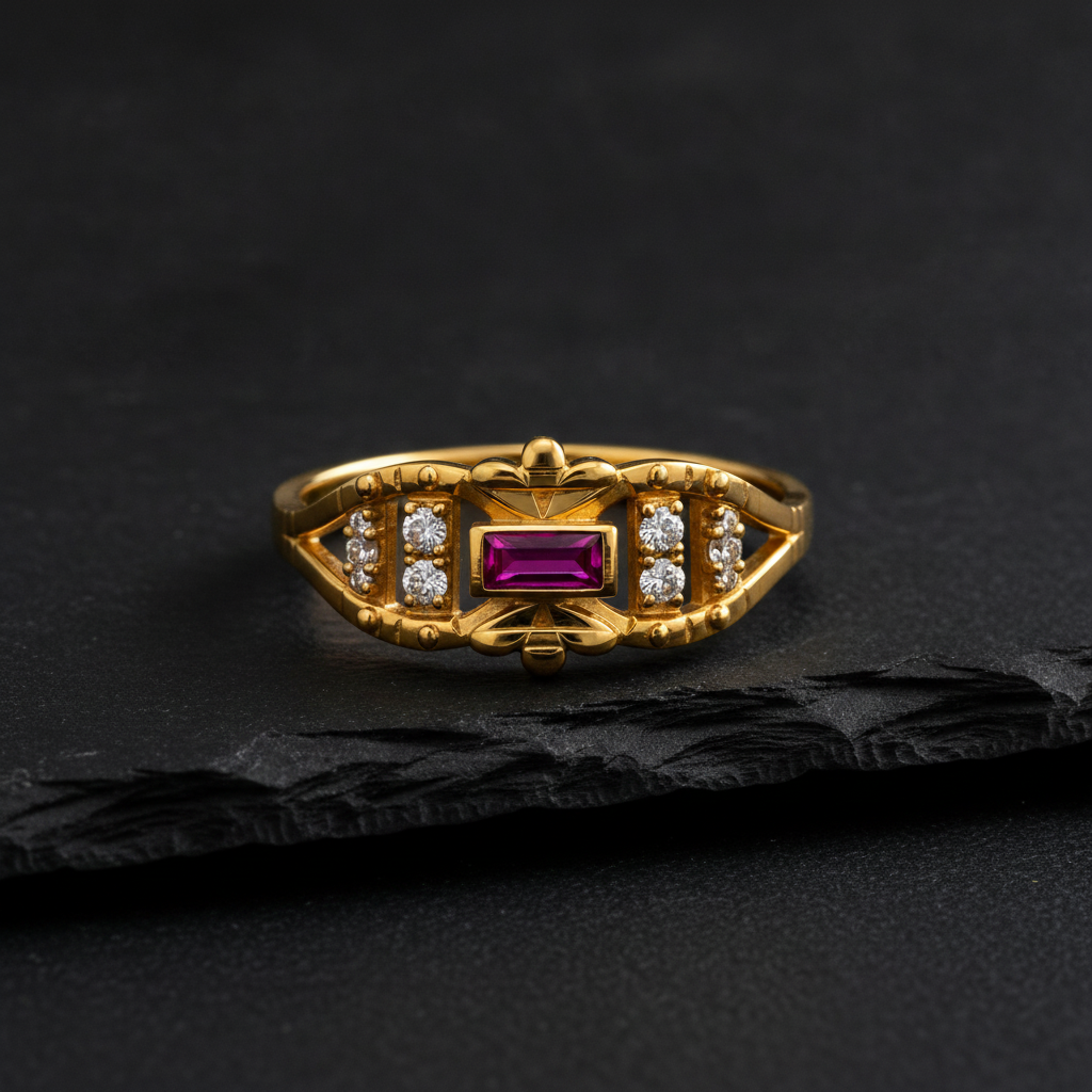 Royal Ruby Emblem Sparkle Statement Ring for Women