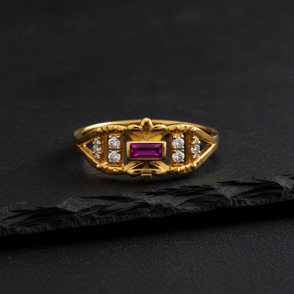 Royal Ruby Emblem Sparkle Statement Ring for Women