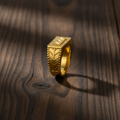 Imperial Geometric Crest Pavé Statement Ring