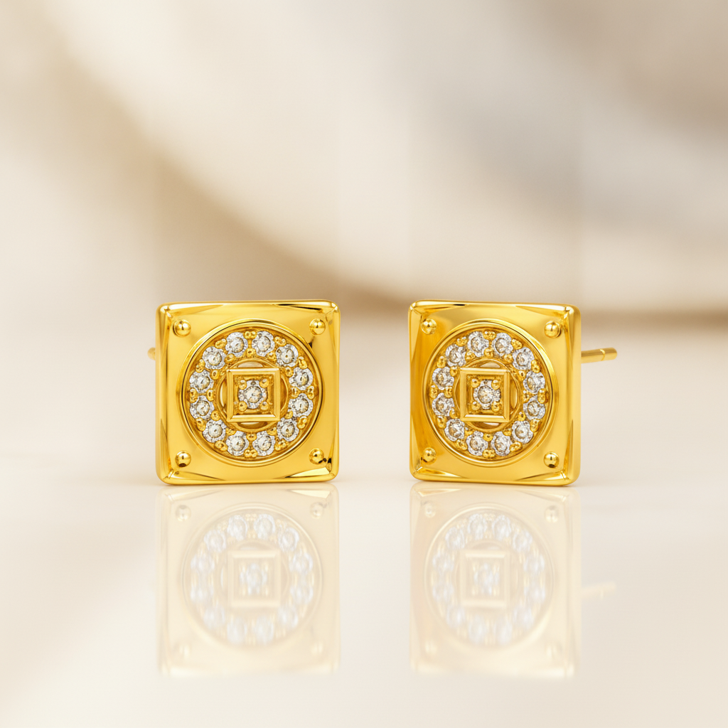 Regal Quadrant Crystal Stud Earrings