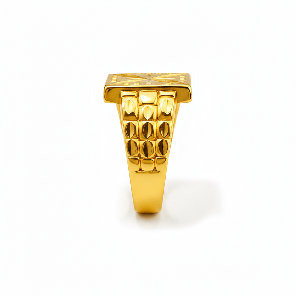 Regal Starburst Geometric Statement Ring for Men