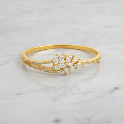 Regal Marquise Crystal Leaf Open Bracelet for Women
