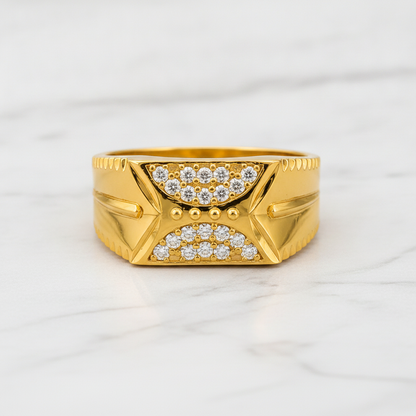 Imperial Crystal Bow Crest Gold Ring
