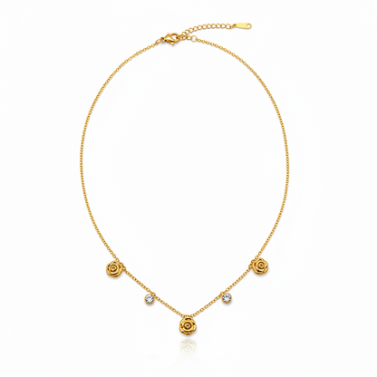 Golden Bloom Crystal Drop Necklace