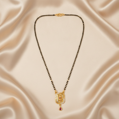 NUGOLD Traditional Black Bead Mangalsutra with Elegant Pendant