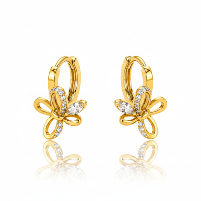 NuGold Butterfly Charm Crystal Gold-Toned Hoop Earrings for Women