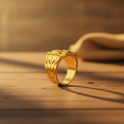 Regal Shield Pattern Statement Ring for Men