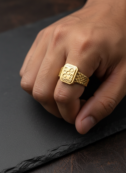 NuGold Geometric Royale Signet Ring