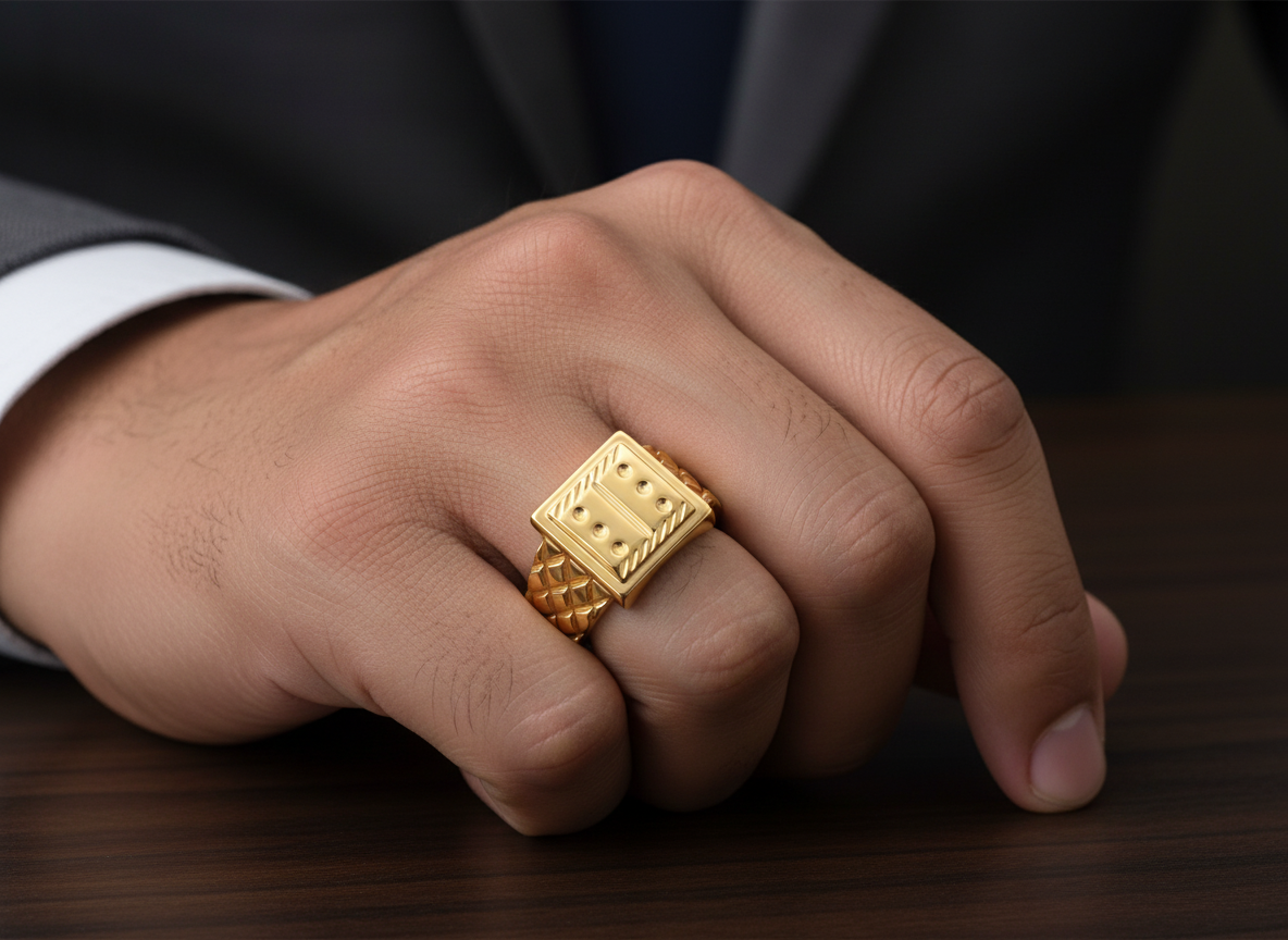 NuGold Heritage Square Signet Ring