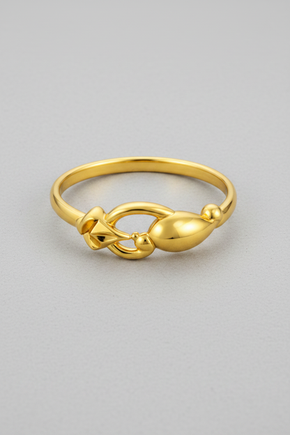 NUGOLD Elegant Gold Women’s Ring with Leaf & Loop Design