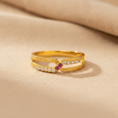 Imperial Ruby V-Cut Sparkle Band Ring