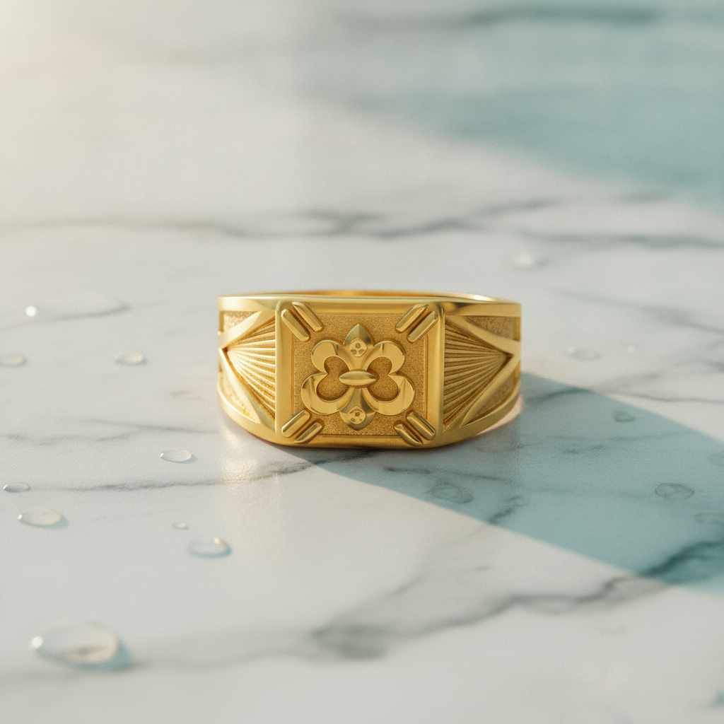 Royal Floral Crest Heritage Statement Ring for Men