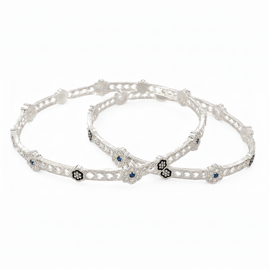 925 Silver Flower Pattern Bangles