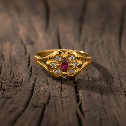 Imperial Ruby Floral Halo Ring