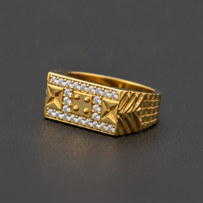 Regal Geometric Crystal Panel Ring