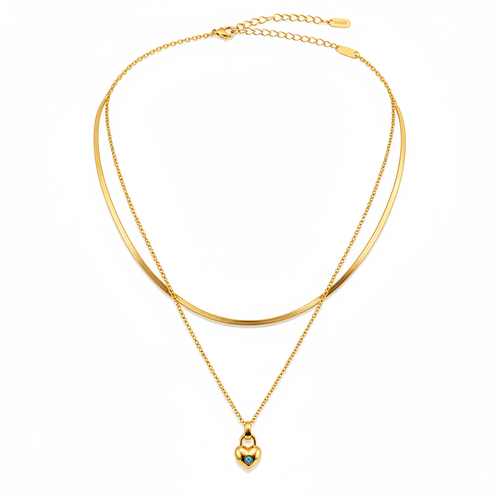 Luxury Heart Charm Two-Layer Necklace for Women