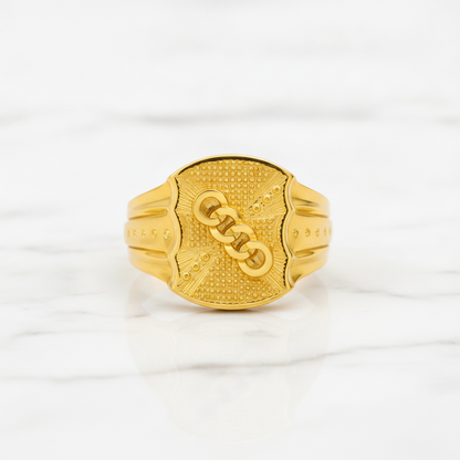 Regal Interlock Crest Statement Ring for Men