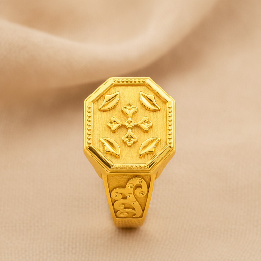 Imperial Fleur Crest Heritage Signet Ring for Men