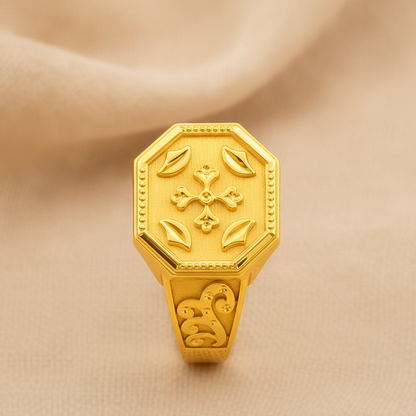 Imperial Fleur Crest Heritage Signet Ring for Men