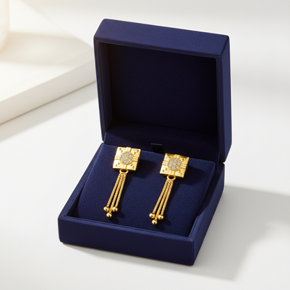 NuGold Regal Chain Tassel Crystal Earrings