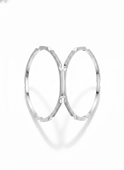 925 Silver Geometric CZ Bangles for Women