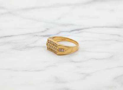 NuGold Luxe Triple Row Zircon Ring